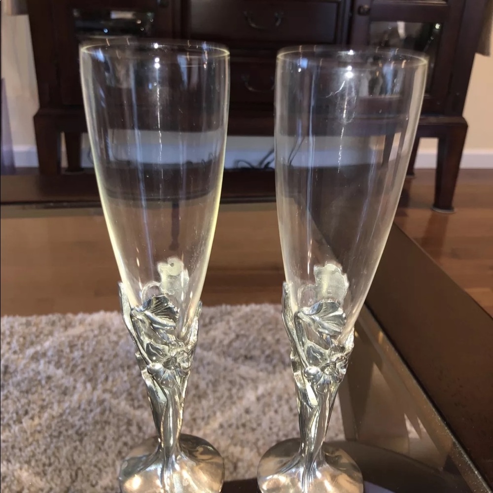 Seagull Canada Pewter Champagne Flutes Etain Zinn